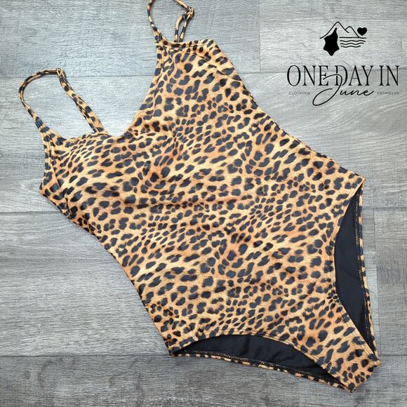 Aleumdr Leopard Print One Piece Swimsuit Size S - Picture 1 of 4